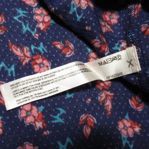 By Anthropologie Lace Trim Loungewear Top Blue Floral Print 1X - Picture 7 of 8